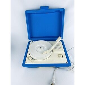 DeJay Turntable SP 20 Blue White Portable Record Player - Vintage
